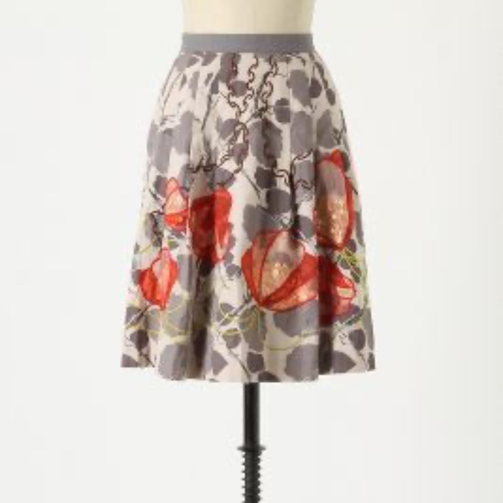 Anthropologie Floreat Glowing Leaf Skirt 0 MSRP $98